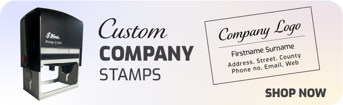 Banner linking to custom company stamps content page personalised stamps